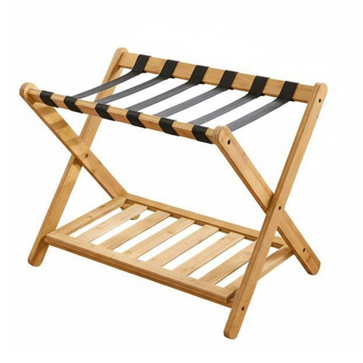 Bamboo Suitcase Stand Folding Compact Modern Look for Small Spaces