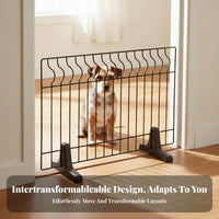Freestanding Wire Pet Fence Expandable Design Indoor Enclosure Multiple Configurations Safety Gate for Dog Owners, Doorways, Living Room, Hallways