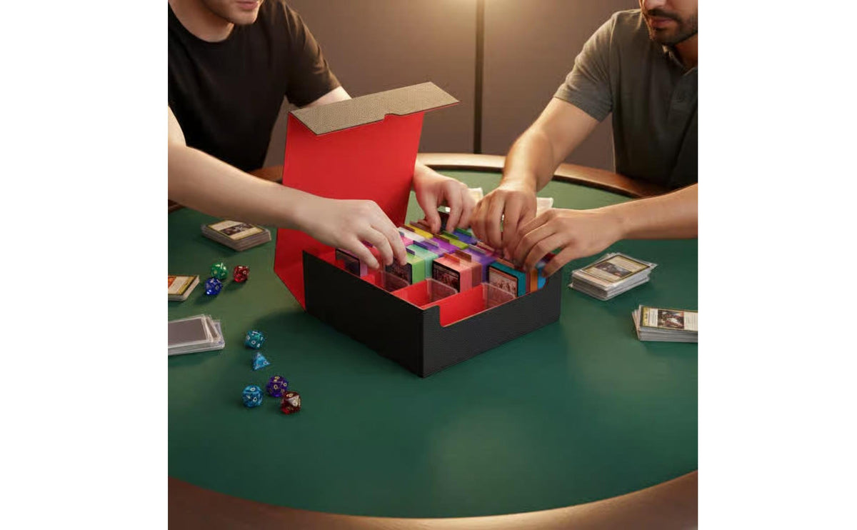 4-Row Card Storage Box Soft Interior Lining 4-Row Trading Card Box Game Accessory Waterproof for TCG Players, Tournaments