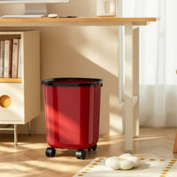 Open-Top Trash Can with Wheels Plastic Rolling Wastebasket Minimalist Mobile Garbage Bin Slim for Kitchen, Office, Bathroom