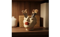 Head Shaped Vase Feminist Art Woman Head Brush Holder Boho Style Face Vase for Women, Vanity Table, Dressing Room, Washroom Counter