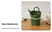 With Handle Imitation Rattan Hanging Basket Retro Design Imitation Rattan Basket Space Saving for Decorators, Living Room, Entryway