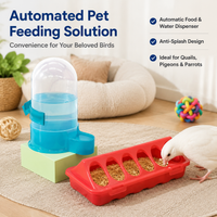Cat Feeder and Waterer Set Automatic, Multi Pet Feeder for Quail, Anti Splash Food Trough Polymer Translucent Hue, Easy Assemble Feeder