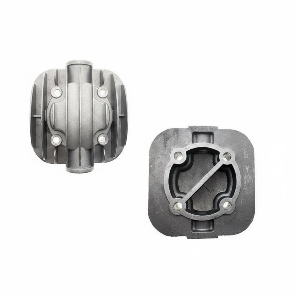 Direct Connect Air Compressor Cylinder Head Metal Body Reciprocating Compressor Head Cooling Fins Valve Plate Gasket for Repair Shop, Workshop