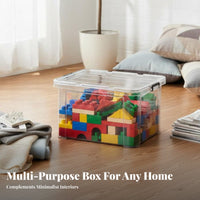 Clear Stackable Bin with Lid Transparent Lidded Box with Handle See-Through Body Household Storage for Families, Homeowners, Closet, Home, Living Room