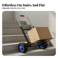 Adjustable Handle Stair Climbing Hand Truck Mute Wheels Heavy Duty Stair Climber Cart All-Terrain 6-Wheel Foldable Dolly for Delivery Personnel, Warehouse Workers, Stairs, Moving, Apartment Buildings, Office