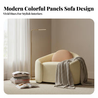 Light Luxury Upholstered Accent Chair Small Space accommodating Sculptural Single-Seater Creamy Aesthetic Armchair architectural aesthetic for Apartment Dwellers, Young Adults, Book Lovers, Balcony, Bedroom, perusing corner, Office