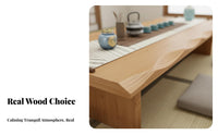 Japanese Design Low Drink Table with Stools Serene Design Floor Seating Group Sturdy Wood Construction Indoor Furniture for Hosts, Adults