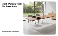 Floating Wood Slab Table Transparent Legs Dining Surface Modern Aesthetic Home Furnishing for Homeowners, Remote Workers, Living Room, Open-Plan Space