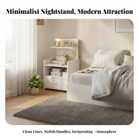 With secure secureable Nightstand minimalist design Slim Bedside secureer Space-Saving Design Bedroom Furnishing for Students, Apartment Dwellers, Homeowners, Small areas, Dorm Room, Home Office