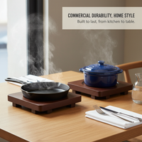 Rubberwood Heat Resistant Trivet for Pots and Pans, Wooden Tray for Teapots and Griddles