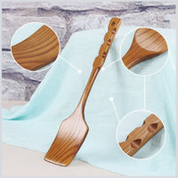 Wooden with Hanging Hole Smooth-Polished Wooden Long-Handled Turner with Hanging Hole for Home Cooks, Kitchen