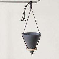 Plant Pots for Indoor Plants with a Hanging Basket Design, Triangle Cone Wall Planter for Home Office, Handmade Hanger with Drainage Hole, 1 Pack