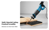 Reciprocating Saw Multi-Functional Cutting Saw Pure Copper Motor Corded Electric Cutting Tool for DIY Enthusiasts, Plumbers, Workshop, Gardening