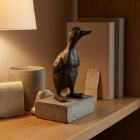 Rustic Metal Cast Iron Duck Textured Tabletop Duck Decor Standing Flat Base for Shelf