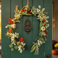 Autumn Garland with Pumpkins Vivid Fall Garland Colorful Artificial Maple Foliage & Branch for Doorway