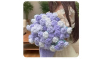 Gradient Color Knitted Bouquet Unique Gift Soft Yarn Flower Bouquet Long Handmade Yarn Flowers for Mom, Wife, Home Decor, Birthday, Weddings
