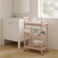 3-Tier Rolling Cart with Basin Sturdy Salon Cart with Drawer Beauty Salon Trolley Stable Furniture Wear-Resistant
