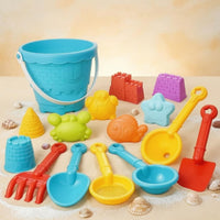 15 Pieces Brightly Colored Sand and Water Toy Set Molded Shapes Beach Sand Toy Set Sieve Sandcastle Building Kit Creative Play for Children, Sandbox