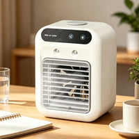 Rechargeable USB Cooling Fan Compact Mist Fan Humidifying Mini Air Cooler 2-Speed for Desk, Dorm Room