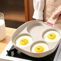 Lid 4-Hole Omelet Pan Easy to Clean 4-Hole Omelette Pan Even Heat Distribution Nonstick Egg Skillet Quick Heating