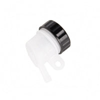 Ribbed Screw Cap Motorcycle Brake Reservoir Translucent White Master Cylinder Reservoir Mounting Tab Brake Fluid Reservoir Angled Outlet Nozzle