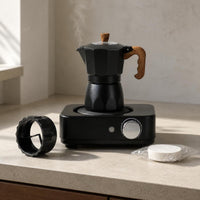 Moka Pot Coffee Maker Set with Electric Ceramic Stove for Home and Outdoor Use