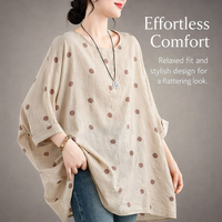 Tops for Women UK Summer Casual Wear with Round Neck, Plus Size with Batwing Sleeves to Hide Belly, Loose Fit Polyester Blend