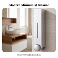 Silver Finish No-Drill Soap Dispenser Translucent Viewing Strip Wall Mounted Soap Dispenser Single-Cup Bathroom Accessory Push Button for Shower