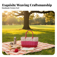 Pfinalic Woven Tote adaptable Handled Tote container Sturdy for Bathroom, Homemakers