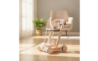 Wooden Cleaning Trolley Adjustable Pretend Play Trolley Educational Toy Cleaning Cart with Accessories for Classroom