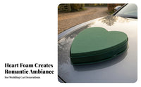 Green Wedding Car Decoration Base Grid-Backed Heart-Shaped Floral Foam 40 Cm Wide Suction-Mounted Floral Base Easy to Use
