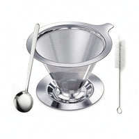 Reusable Coffee Filter with Spoon Easy to Clean Coffee Filter Cone Dripper Eco-Friendly Food-Grade for Home Baristas