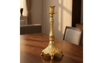 Decorative Pedestal Candle Holder Ornate Tabletop Candle Holder Embossed Candelabrum Vintage-Style for Weddings
