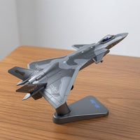 Fighter Jet Model with Display Stand Gray J-20 Model Preassembled Fighter Jet with Display Stand for Office Decor