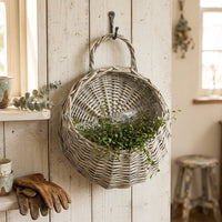 Plant Pots Hanging Basket with Wicker Basket Style for Indoor Plants, Half Round Artificial Plants Decor, Woven Basket Wall Planter for Home