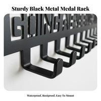 Holds 60+ Medals Medal Hanger Matte Black Finish Wall Mount Medal Holder Motivational Quotes for Athletes, Runners, Gym, Living Room, Office