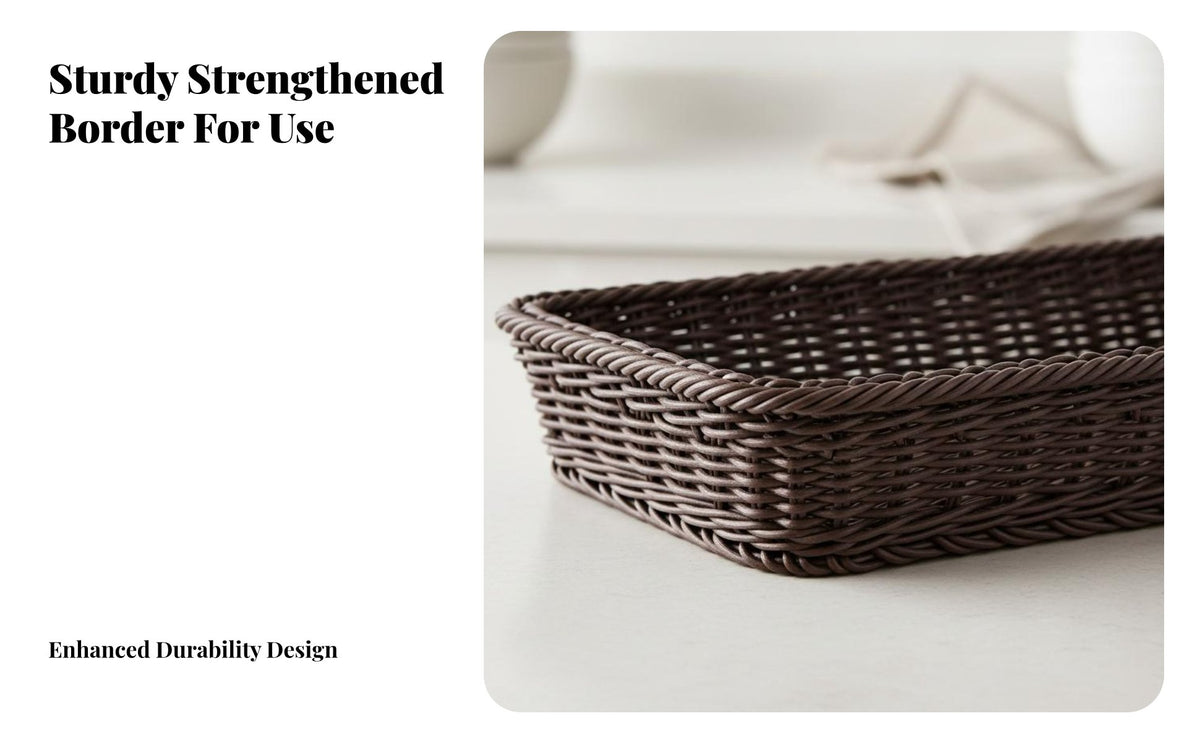 Braided Organizer Basket Multifunctional Imitation Rattan Basket Wicker Tray for Kitchen, Restaurant, Washroom