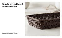 Braided Organizer Basket Multifunctional Imitation Rattan Basket Wicker Tray for Kitchen, Restaurant, Washroom