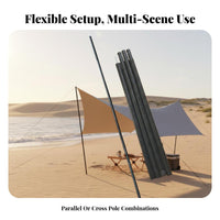 Awning Support Rod Portable Tarp Pole Adjustable Shelter Pole Sturdy Duty Camping Equipment Sturdy for Campers, Backyard, Beach