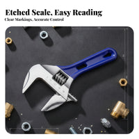 Industrial Grade Adjustable Wrench Long-Lasting Construction Large Opening Adjustable Wrench Comfortable Grip Wide Jaw Spanner Ergonomic Design for Plumbers, Professionals, DIY Enthusiasts, Tight Areas