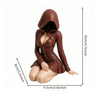 Hooded Lady Figurine Sculpted Hooded Lady Statue Eerie for Bookshelf, Desk