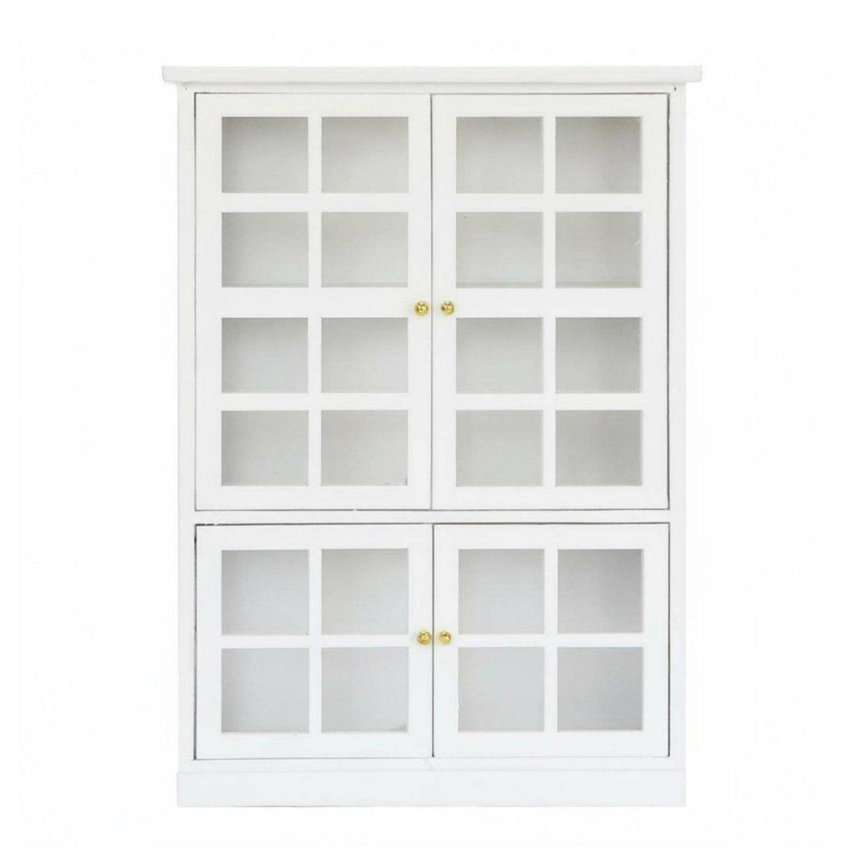 White Finish Dollhouse Kitchen Cupboard Detailed Design Mini Display Cabinet Wood Material Miniature Showcase Cabinet Wooden