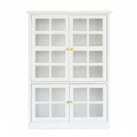White Finish Dollhouse Kitchen Cupboard Detailed Design Mini Display Cabinet Wood Material Miniature Showcase Cabinet Wooden
