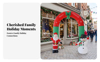 Green Bow Santa Snowman Arch Snowflake Print Christmas Inflatable Arch Outdoor Stable Ground Stakes