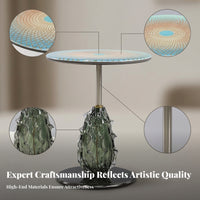 Glass Side Circular Table topsShaped Glass Table Textured for Living Room