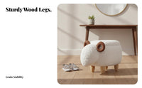 Cute Creature Design Sheep-Shaped Storage Stool Multi-Functional Furry Storage Stool Multifunctional Footrest Soft Upholstery for Adults, Homeowners, Parents, Entryway, Living Room, Bedroom, Nursery