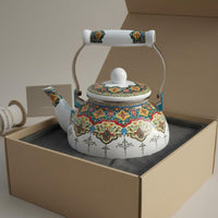 2.5 L Enamel Tea Kettle Safe Material 2.5L Water Boiling Pot Vintage Design Enamel Teapot Floral Stovetop Kettle Decorative