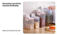 Moisture-Proof Rice Dispenser with Measuring Cup Food-Safe Cereal and Grain Storage Bin Space-Saving Design for Countertop, Kitchen Cabinet