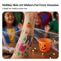 Made with Soybean Ink these tattoosed skin art Sheet Waterproof Assorted Cartoon skin art Set child-safe Temporary skin arts for young children, educators, Parents, Halloween, Christmas, Holiday Celebrations, Goodie Bags